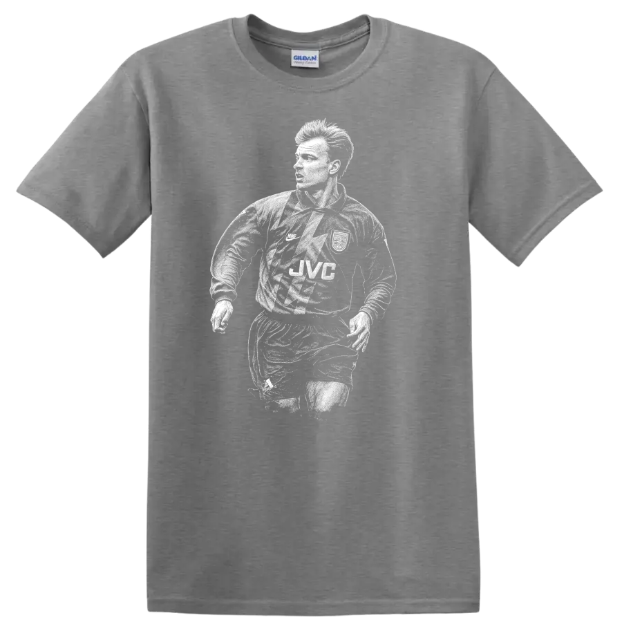 Retro soccer portrait of Dennis Bergkamp legend style T - Sport Grey
