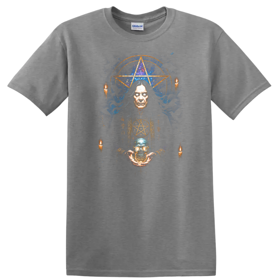 Heavy Metal Occult Legend Skull T Shirt Retro Rock Album Cover Style - Sport Grey