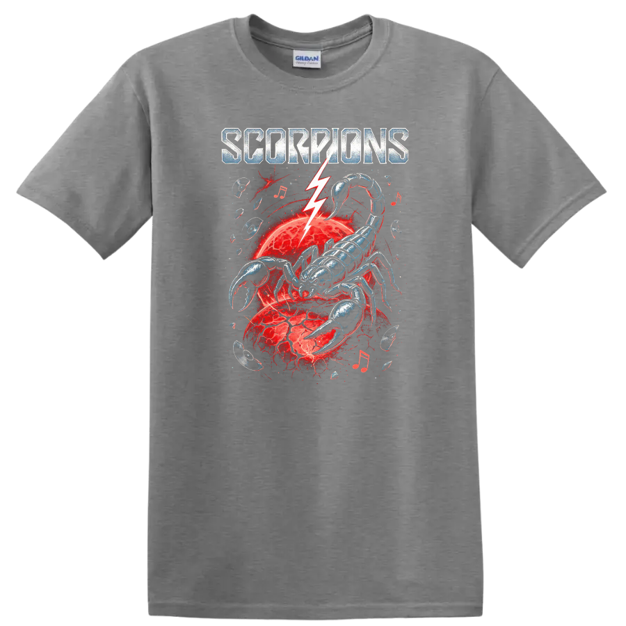 Scorpions Retro Rock Heavy Metal Album Style T Shirt - Sport Grey