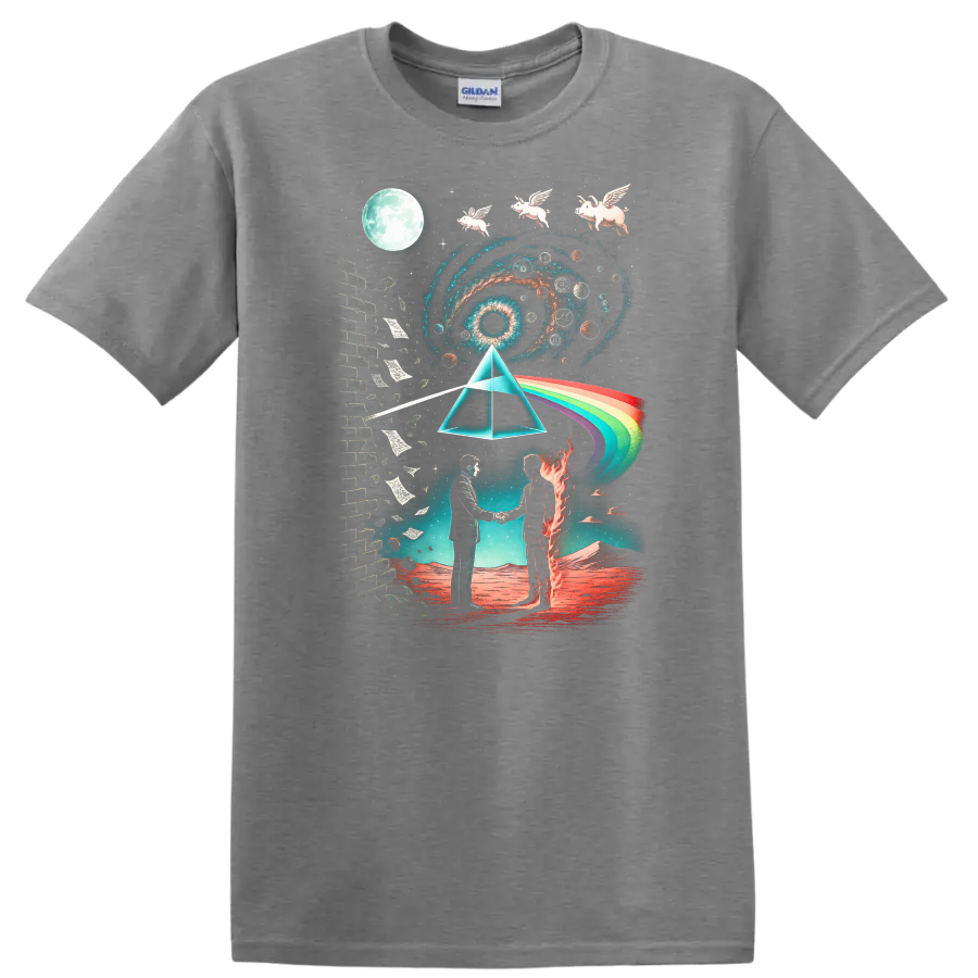 Retro Rock Cosmic Prism Heavy Metal Album Cover T Shirt - Sport Grey