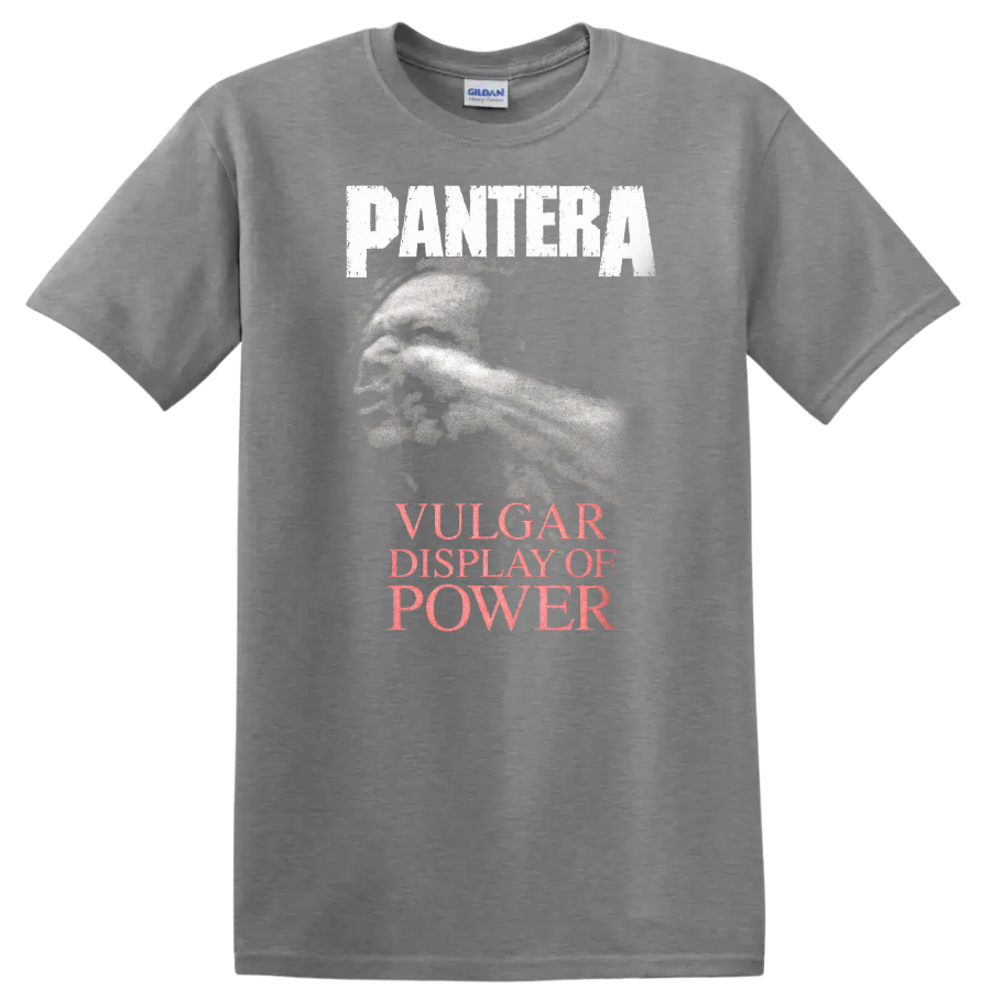 Pantera Vulgar Display of Power Heavy Metal Album Cover T Shirt - Sport Grey