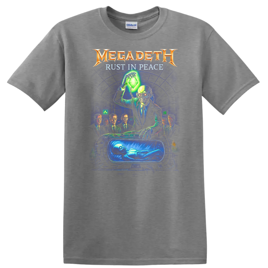 Megadeth Rust In Peace Retro Heavy Metal Album Art T Shirt - Sport Grey