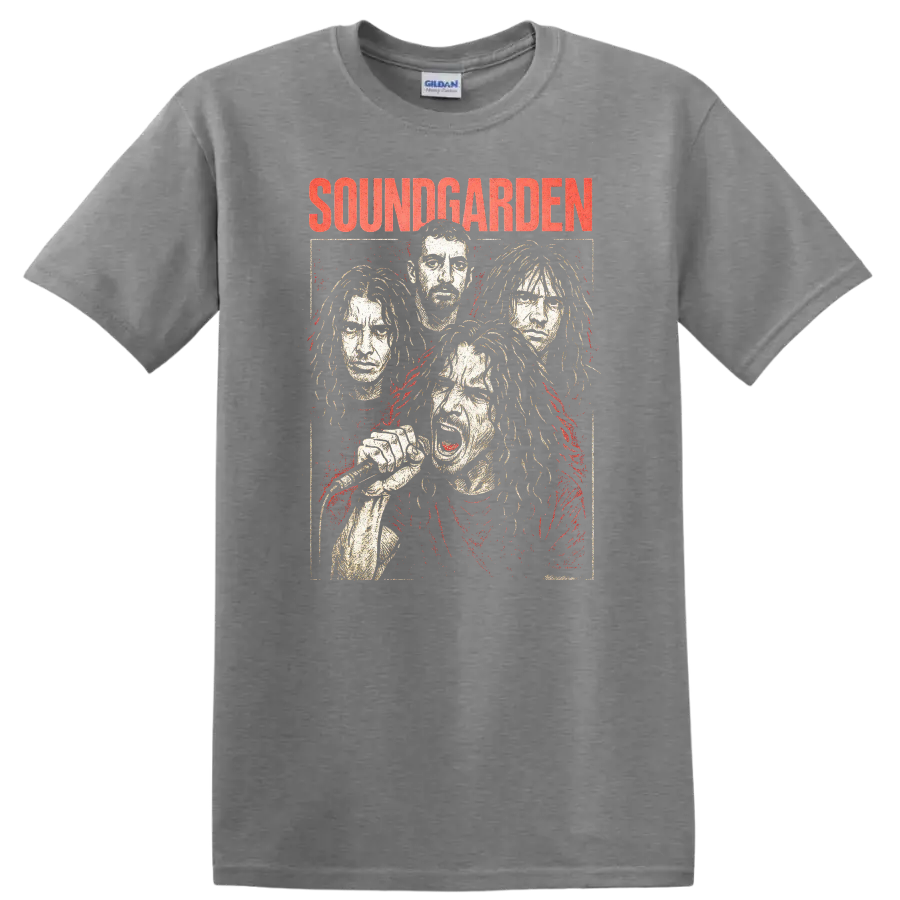 Soundgarden Retro Heavy Metal Album Cover Style T Shirt - Sport Grey