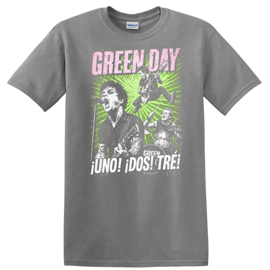 Green Day Punk Rock Retro Heavy Metal Album Style T Shirt - Sport Grey