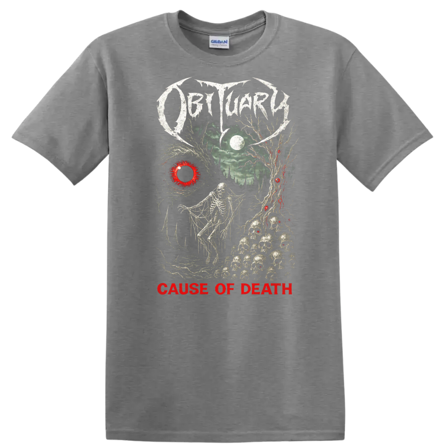 Death Metal Cause of Death Retro Heavy Metal Album Cover T Shirt - Sport Grey