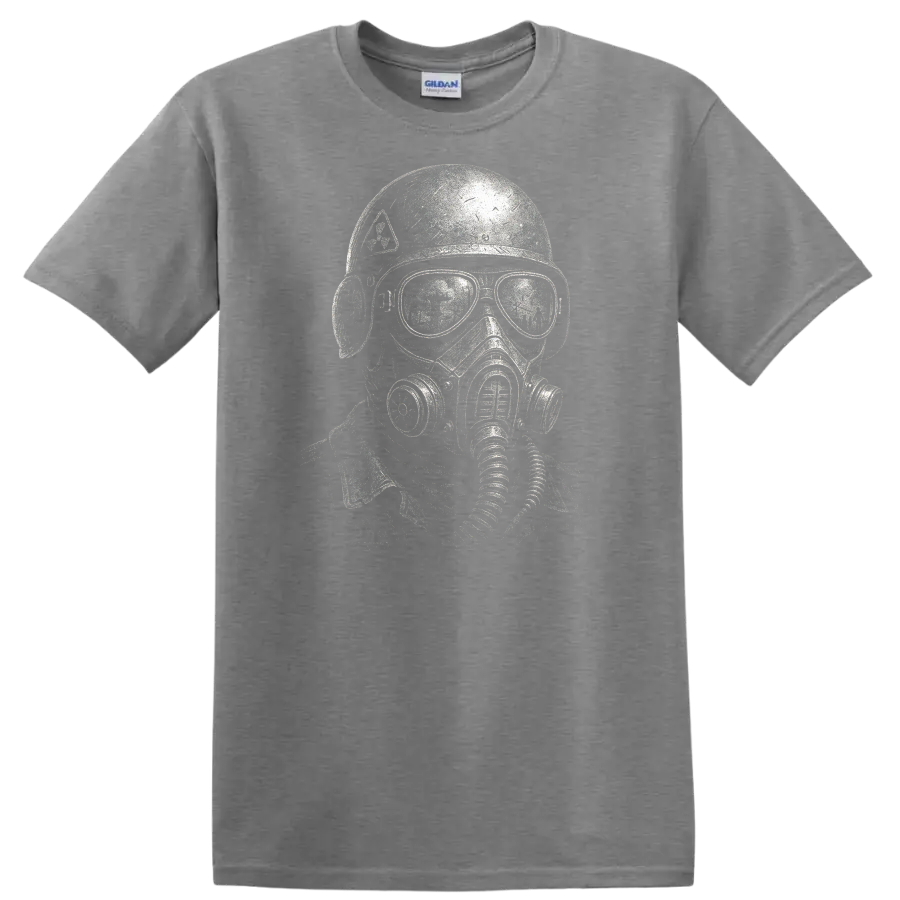 Retro Heavy Metal Gas Mask Skull T Shirt Vintage Rock Album Cover Style - Sport Grey