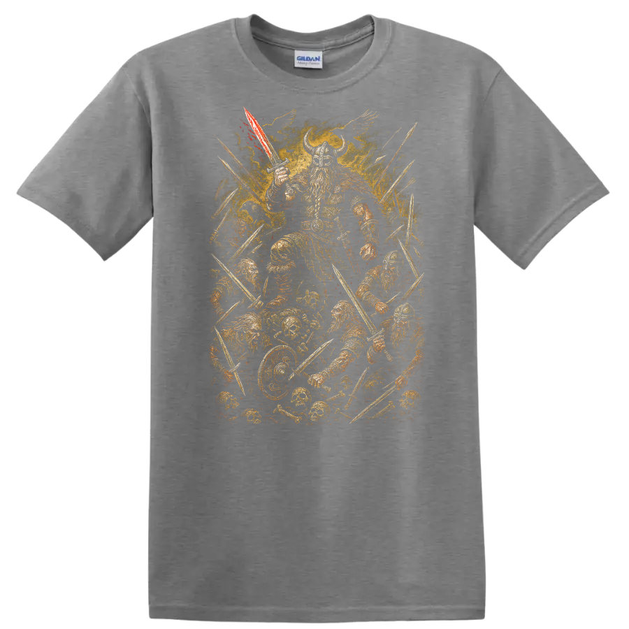 Retro Heavy Metal Warrior T Shirt Vintage Rock Album Cover Style - Sport Grey