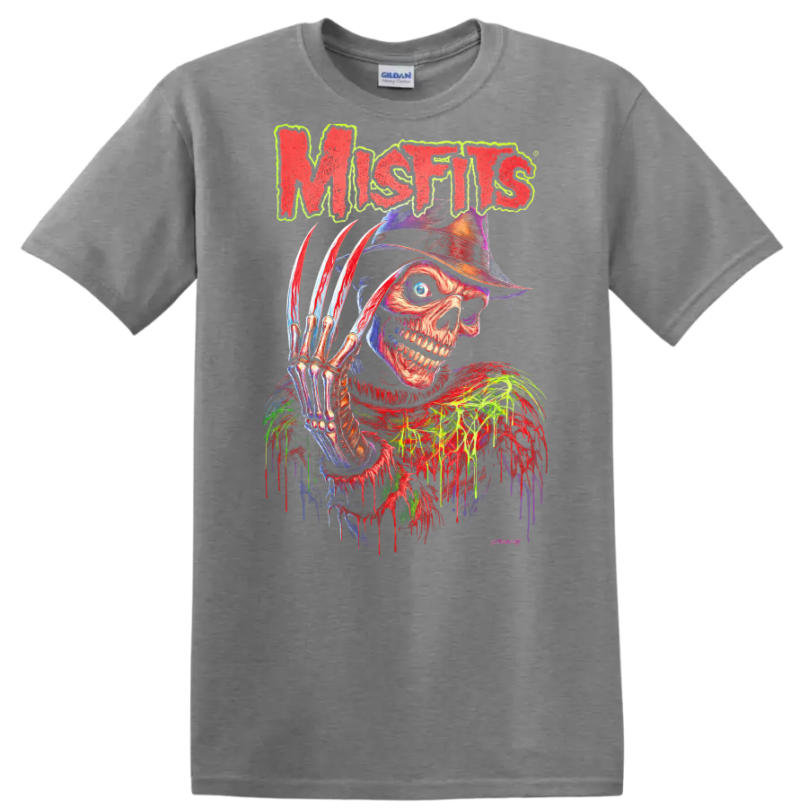 Mistfits Retro Horror Skull T Shirt Heavy Metal Album Cover Style - Sport Grey