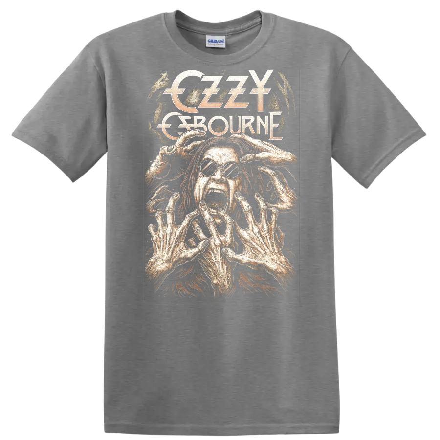 Creepy Retro Rock Legend Horror Face Album Cover Style T Shirt - Sport Grey