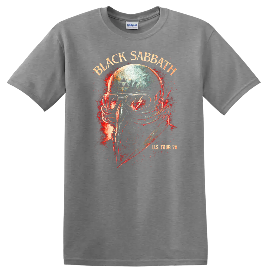 Black Sabbath Retro Heavy Metal Album Style T Shirt for Rock Fans - Sport Grey