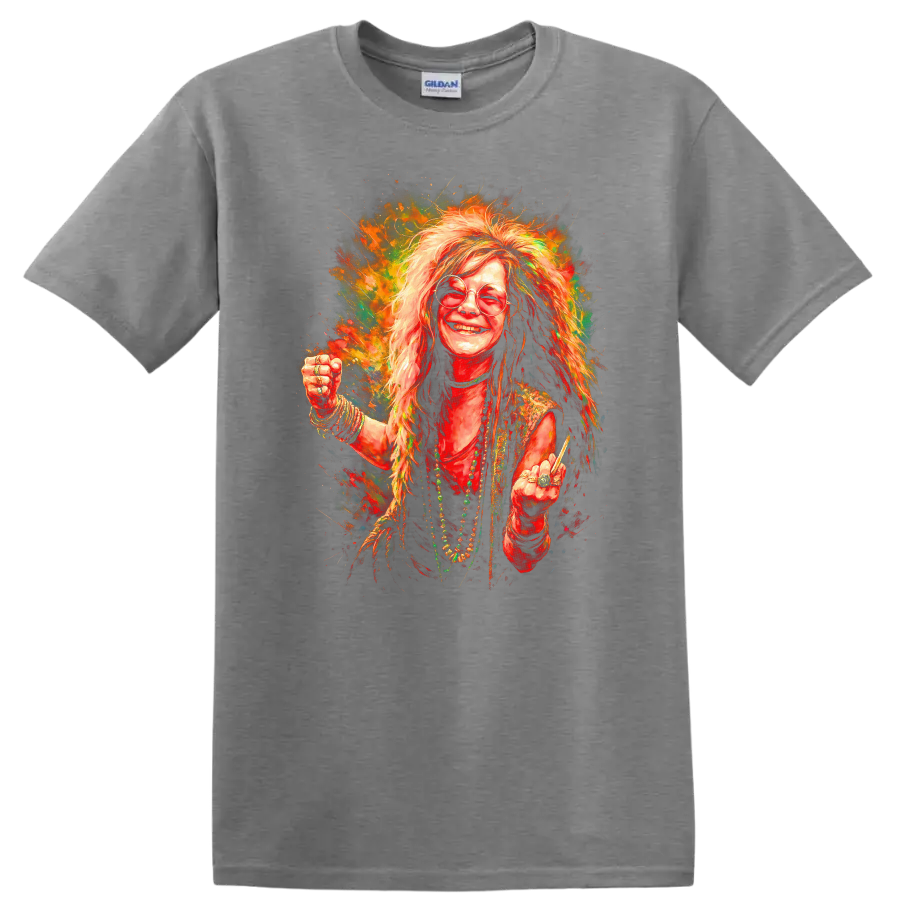 Retro Rock Legend Portrait T Shirt Heavy Metal Psychedelic Album Art - Sport Grey