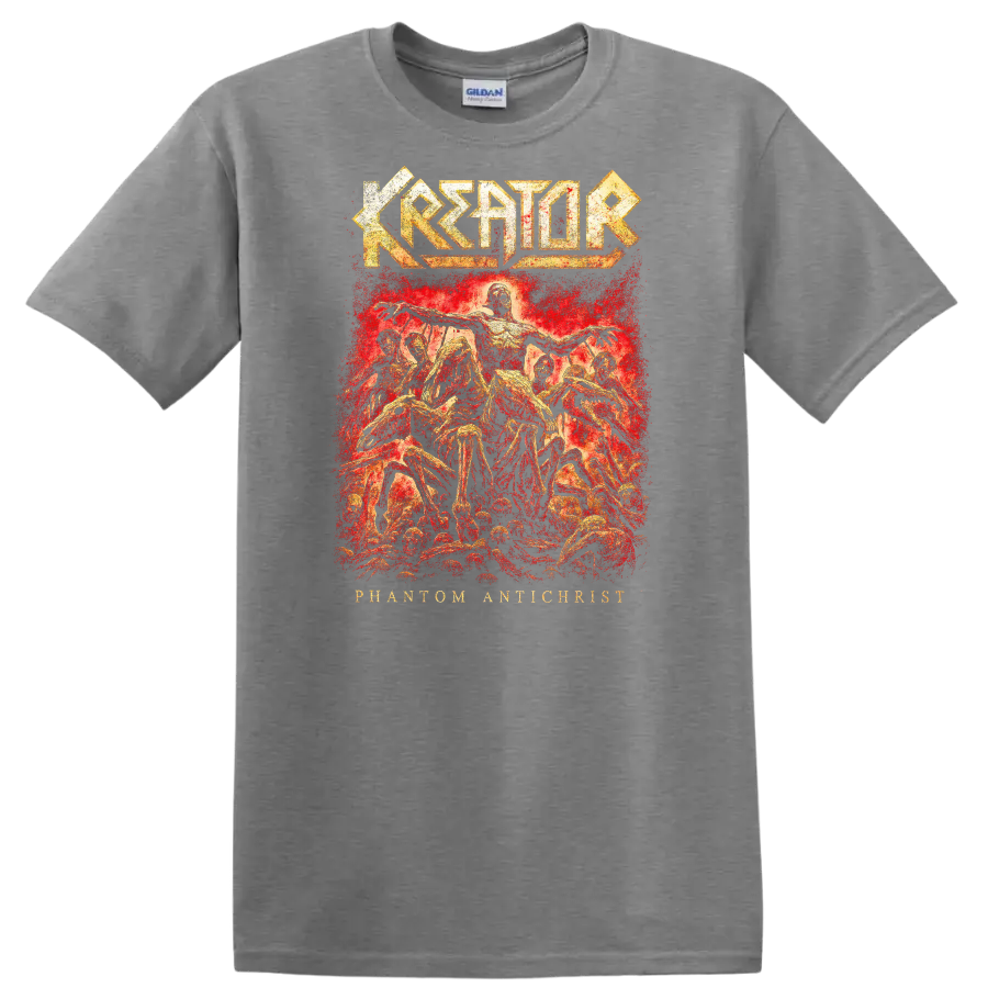 Kreator Phantom Antichrist Retro Heavy Metal Album Cover T Shirt - Sport Grey