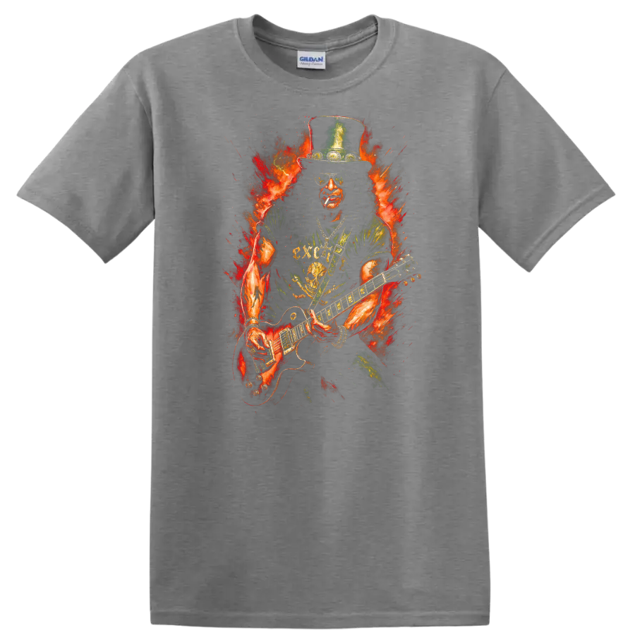 Retro Rock Heavy Metal Guitar Legend T Shirt for Music Fans - Sport Grey