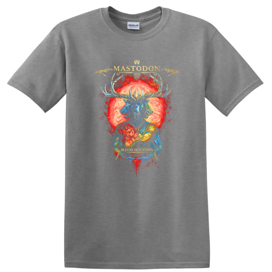 Mastodon Retro Heavy Metal Album Cover Style T Shirt - Sport Grey