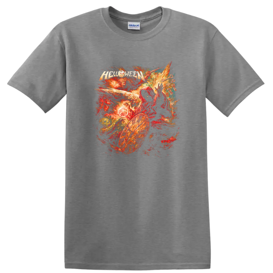Retro Heavy Metal Helloween Album Cover Legend T Shirt for Rock Fans - Sport Grey