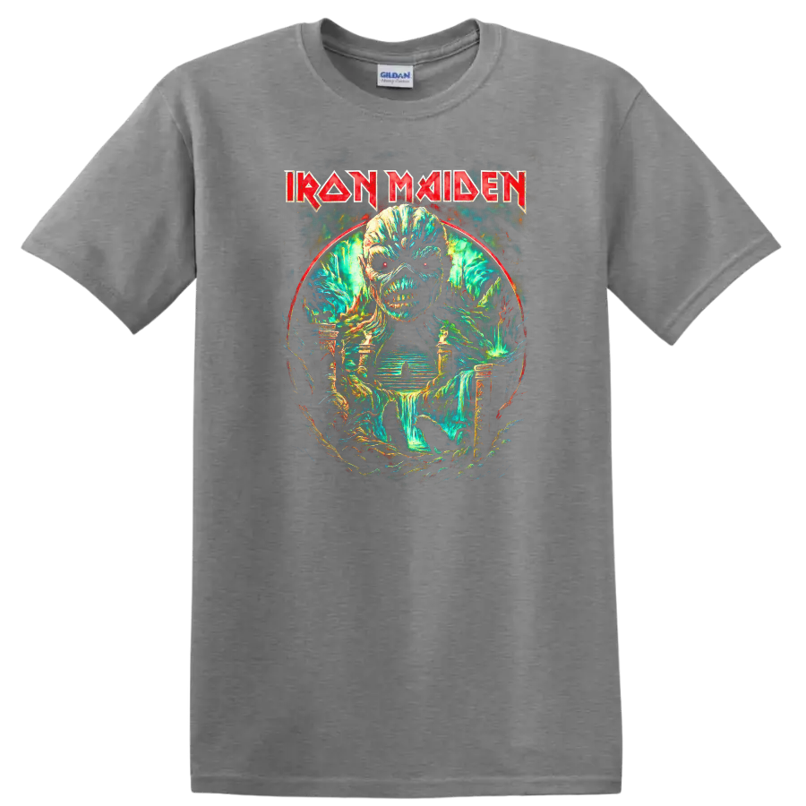 Iron Maiden Heavy Metal Album Art Skull T Shirt Retro Rock Legend - Sport Grey