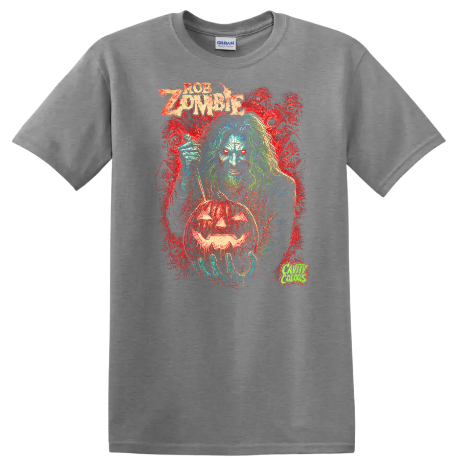 Retro Zombie Rock Legend Album Cover T Shirt Heavy Metal Horror Graphic - Sport Grey