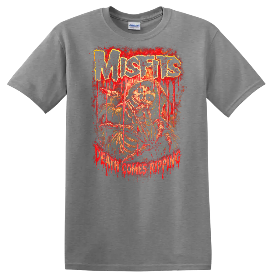 Misfits Horror Skull Heavy Metal Retro Rock T Shirt - Sport Grey