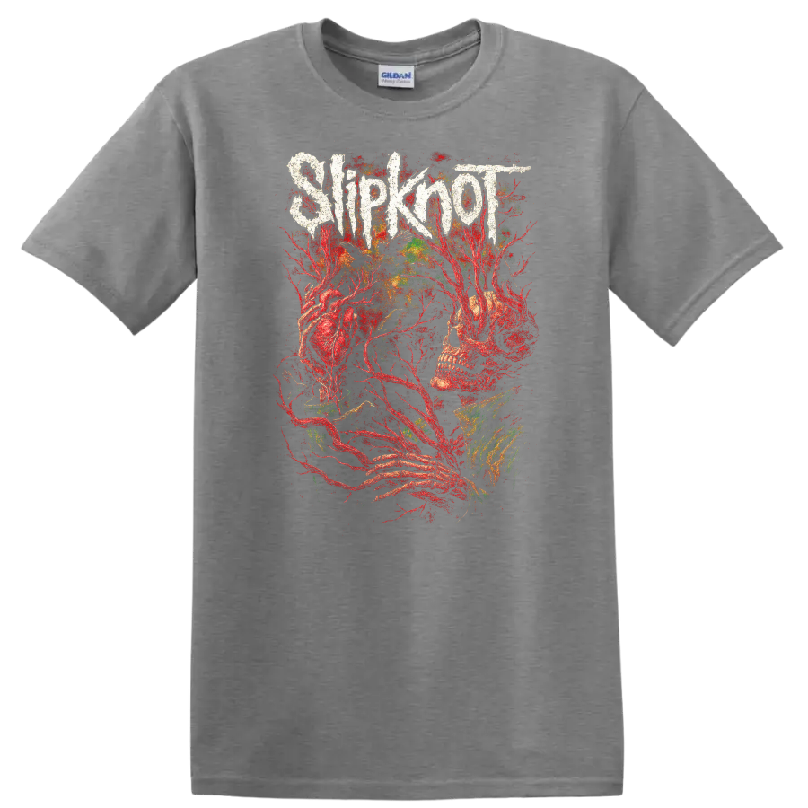 Slipknot Heavy Metal Band Logo Style T Shirt Retro Rock Graphic - Sport Grey