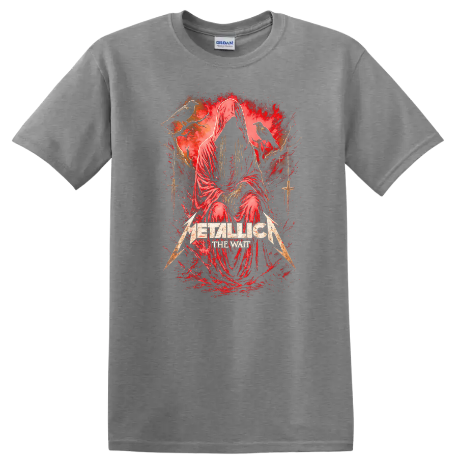 Metallica The Wait Retro Heavy Metal Album Art T Shirt - Sport Grey