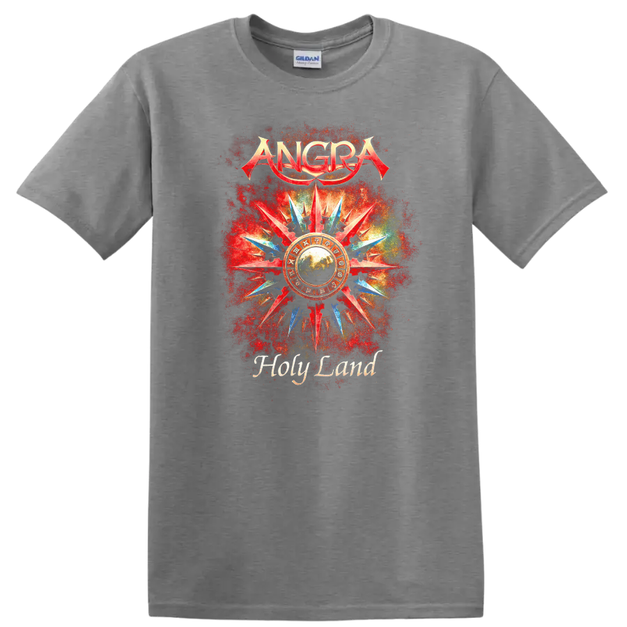 ANGRA Holy Land Retro Heavy Metal Album Art T Shirt - Sport Grey