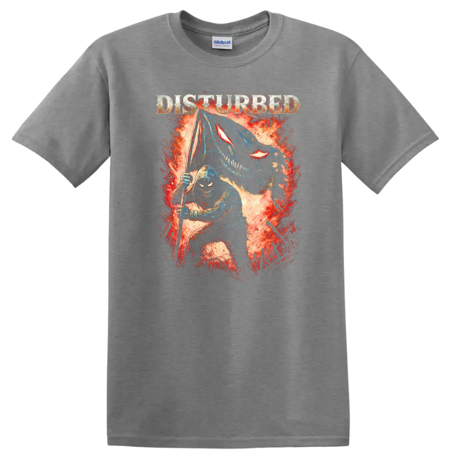 Disturbed Heavy Metal Album Cover Legend Style T Shirt - Sport Grey