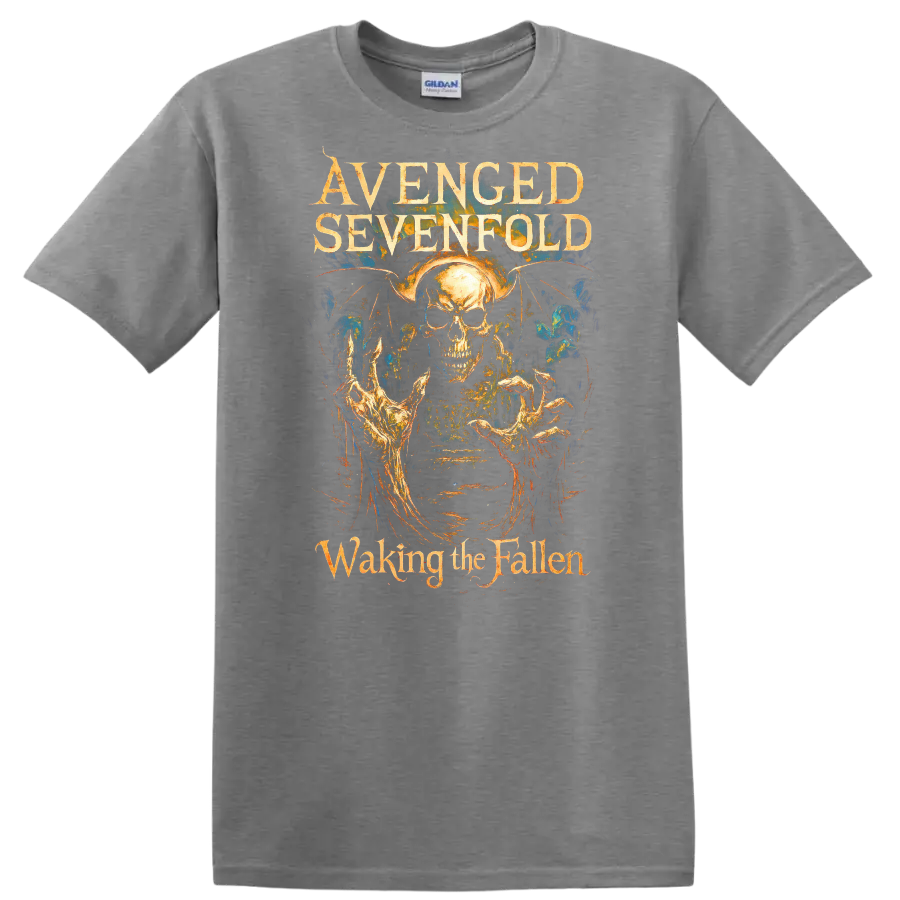 Avenged Sevenfold Waking the Fallen Retro Metal Album Art T Shirt - Sport Grey