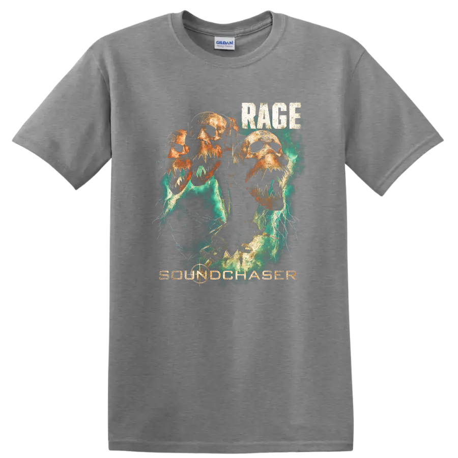 Rage Soundchaser Retro Heavy Metal Skull T Shirt Album Cover Style - Sport Grey