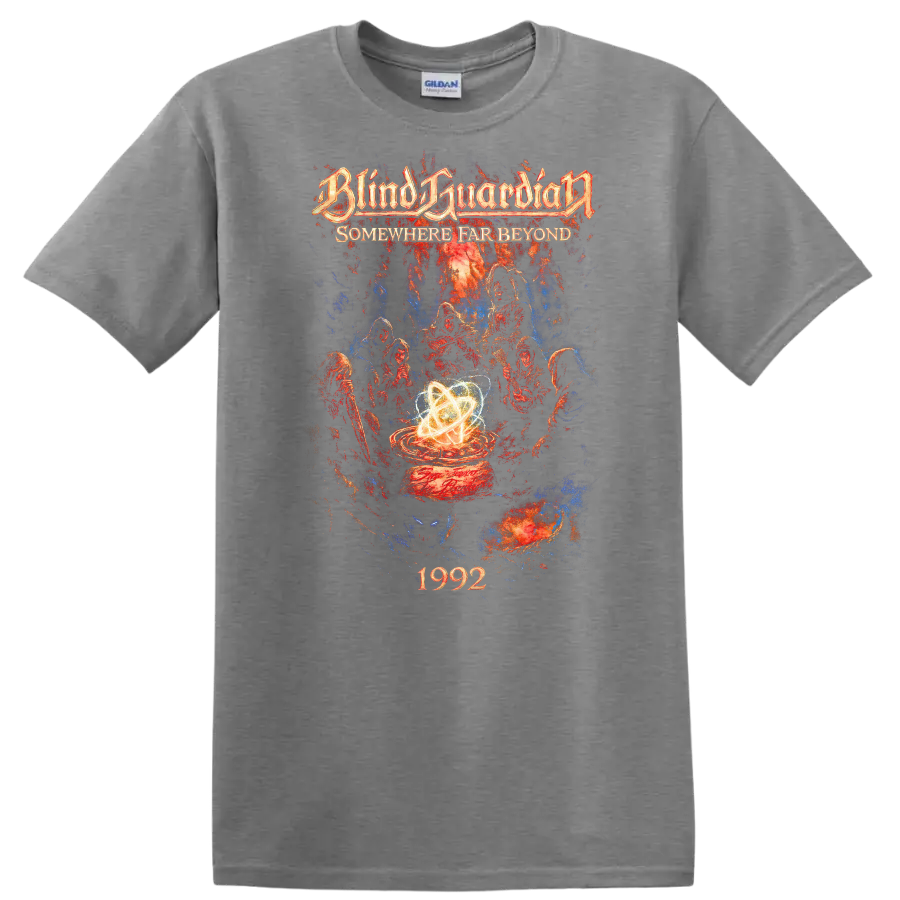 Blind Guardian Somewhere Far Beyond Retro Heavy Metal T Shirt 1992 Album Art - Sport Grey