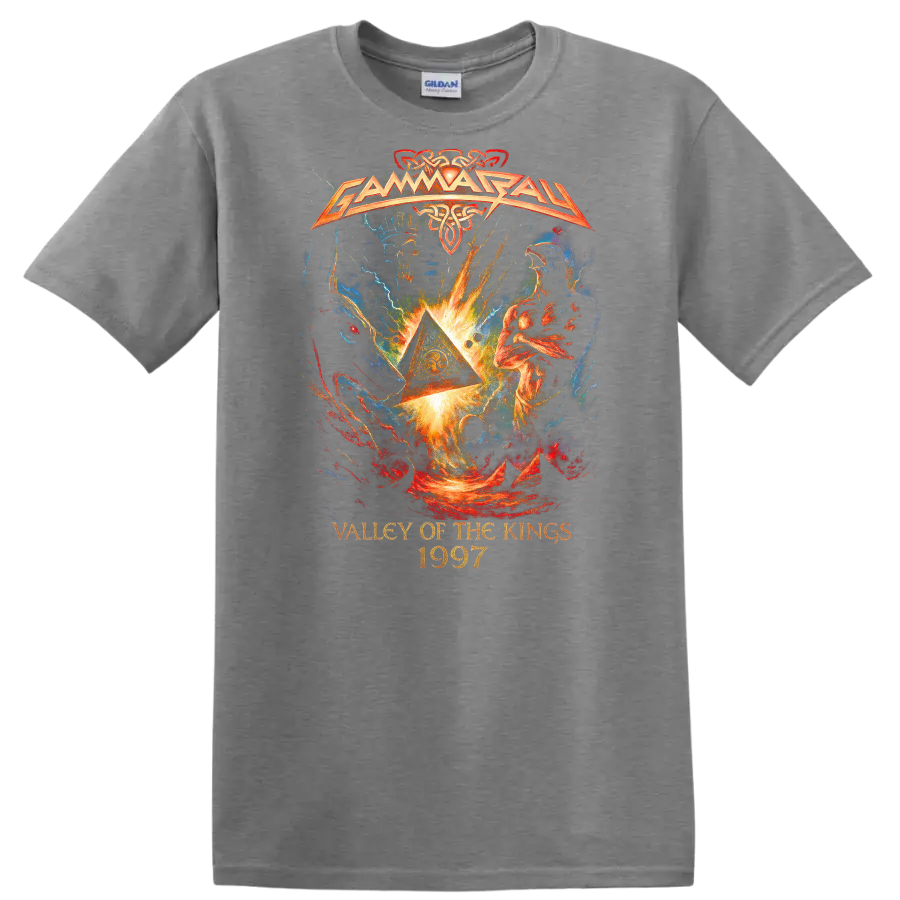 Valley of the Kings 1997 Retro Heavy Metal Album Cover T Shirt - Sport Grey