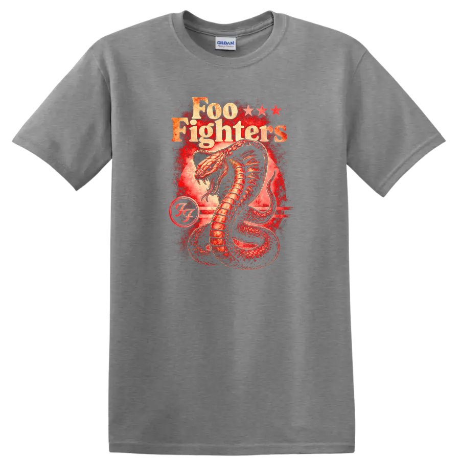 Foo Fighters Retro Heavy Metal Cobra Album Cover Style T Shirt - Sport Grey
