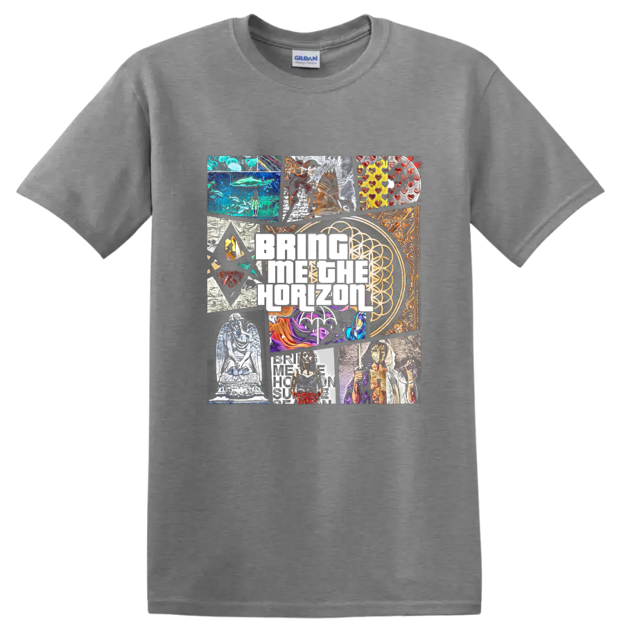 Bring Me The Horizon rock metal collage graphic print T - Sport Grey