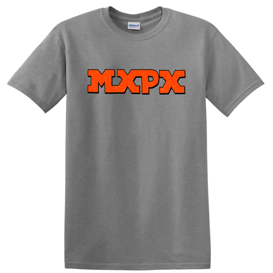 MxPx distressed punk rock band logo graphic on a Sport Grey T Shirt
