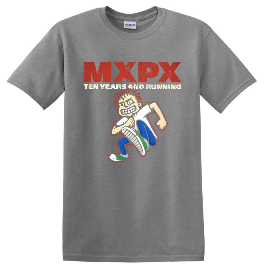 MxPx Teenage Politics distressed punk graphic with cartoon character on a Sport Grey T Shirt
