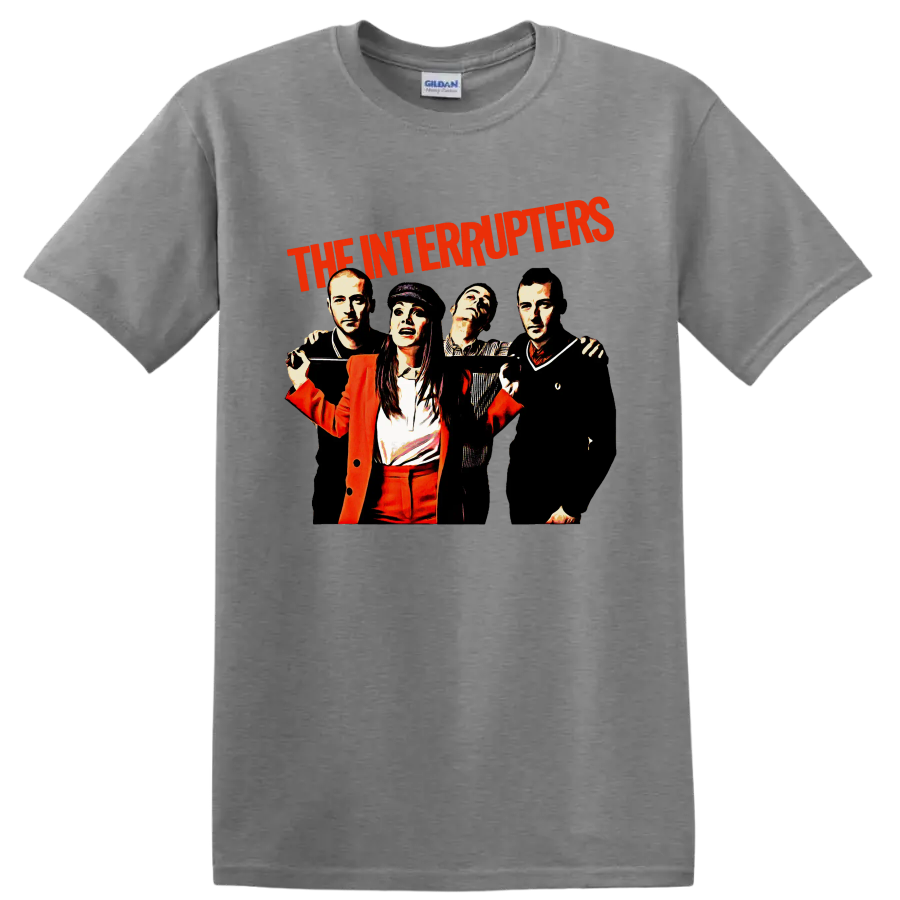 The Interrupters punk rock band graphic with red lettering and four performers on a Sport Grey T Shirt