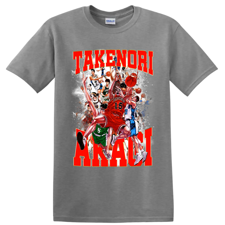 Hanamichi Sakuragi and Shohoku Slam Dunk manga basketball action collage on a Sport Grey T Shirt