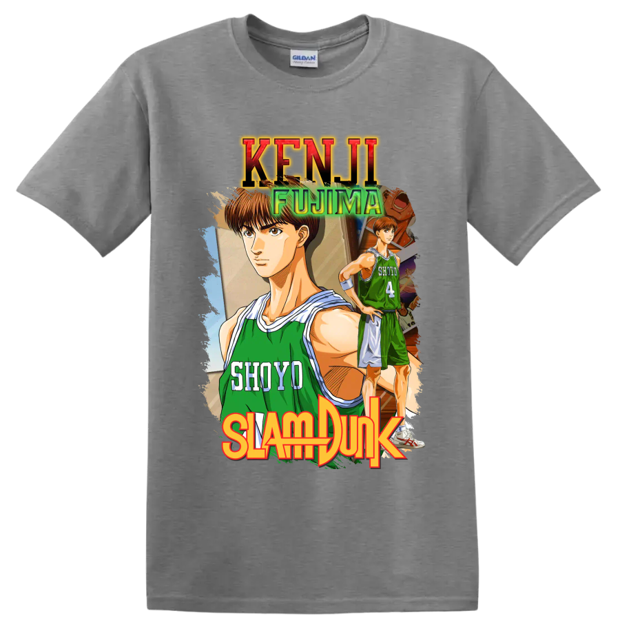 Kenji Fujima Slam Dunk manga basketball graphic with Shoyo jersey number 4 on a Sport Grey T Shirt
