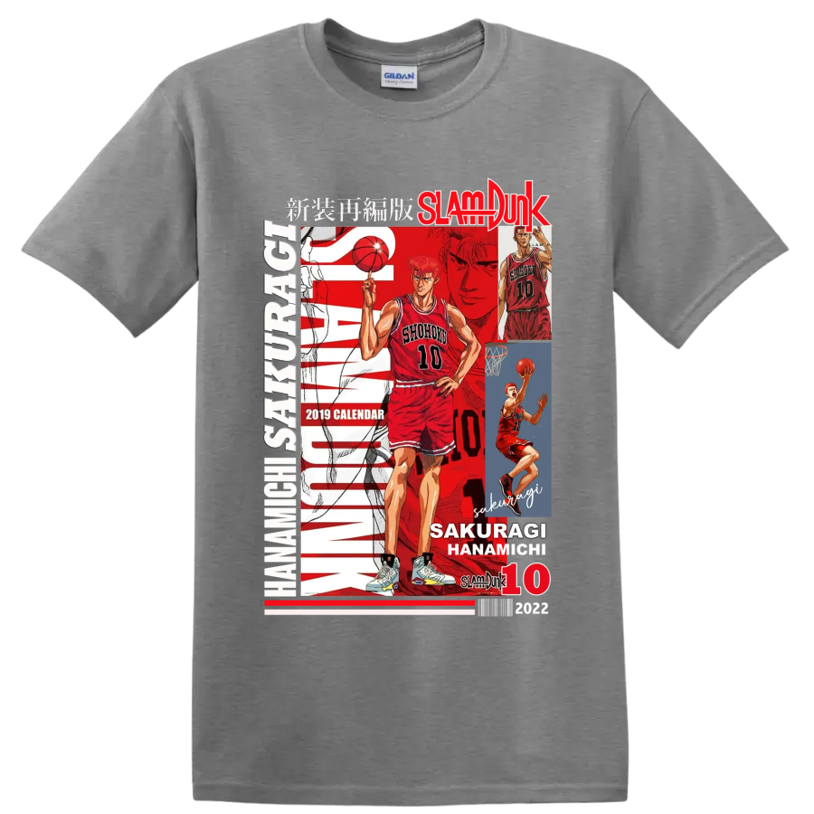 Hanamichi Sakuragi Slam Dunk Shohoku No. 10 manga basketball collage on a Sport Grey T Shirt