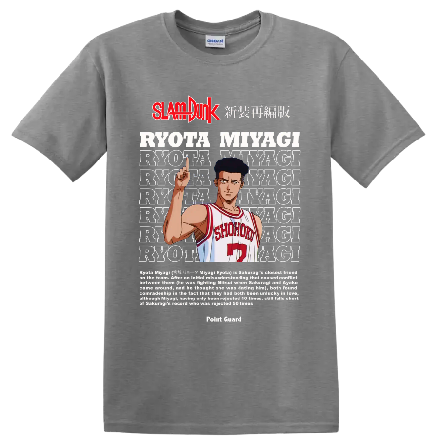 Ryota Miyagi Slam Dunk manga graphic in Shohoku number 7 uniform on a Sport Grey T Shirt
