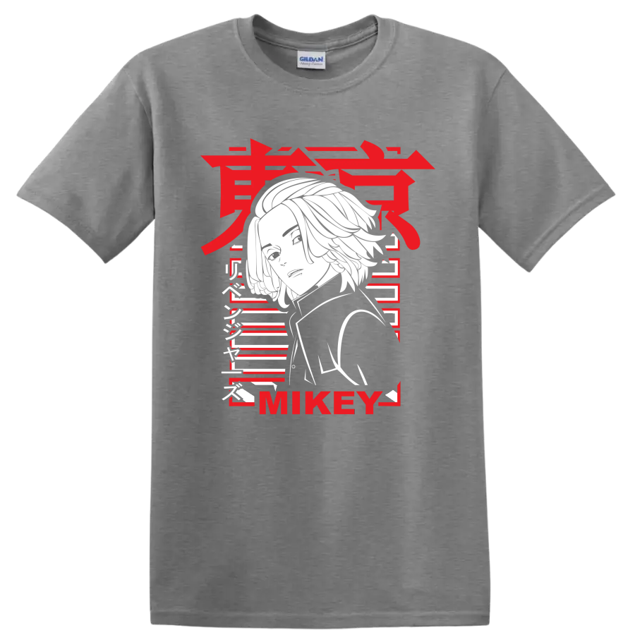Manjiro Sano Mikey Tokyo Revengers portrait in bold red, white, and black manga style on a Sport Grey T Shirt