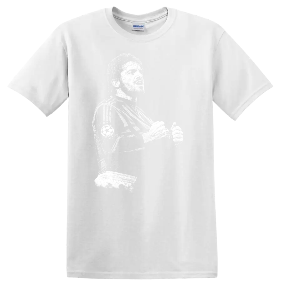 Retro black and white pixel portrait of Gennaro Gattuso soccer legend T - White