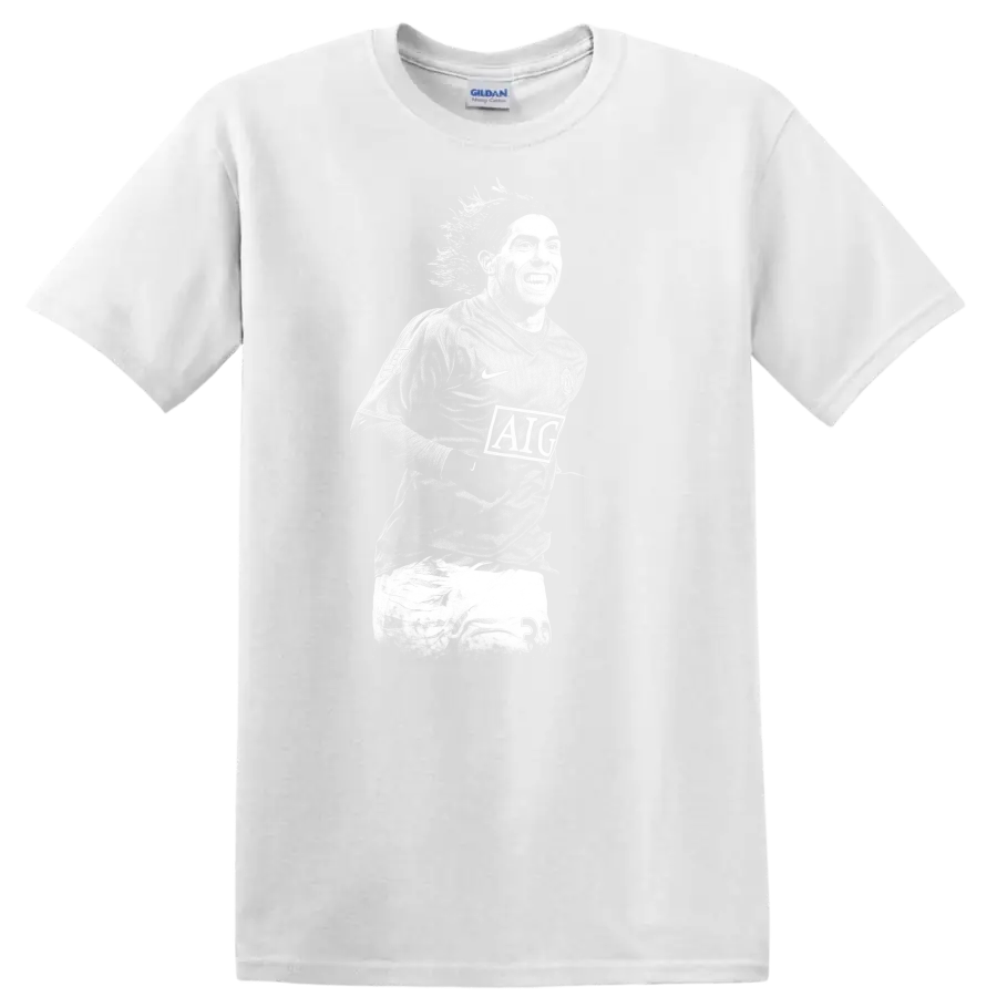 Retro soccer legend portrait of Carlos Alberto Tévez on T - White
