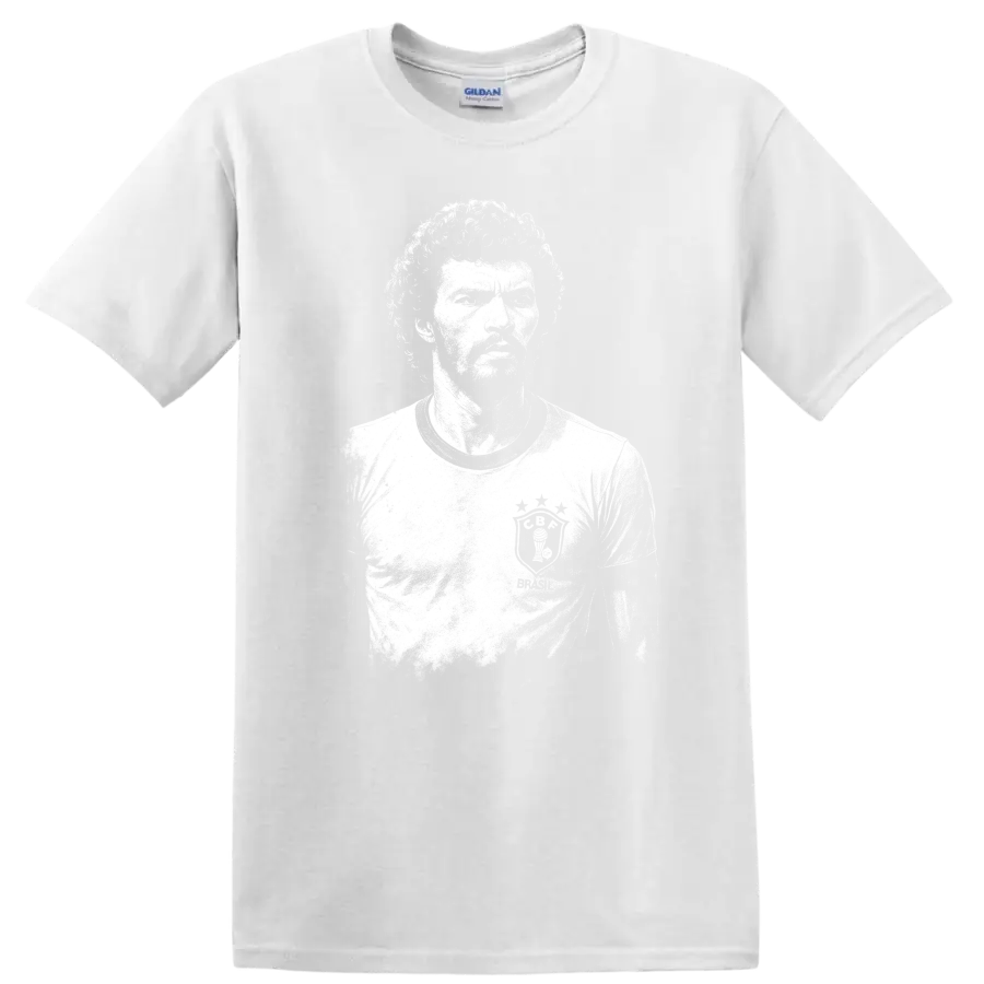 Retro black and white portrait of Sócrates Brasileiro T Shirt - White