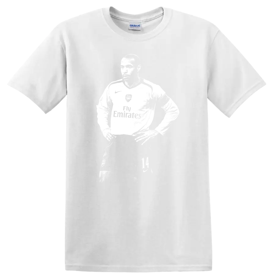 Retro black and white Thierry Henry soccer portrait style T - White