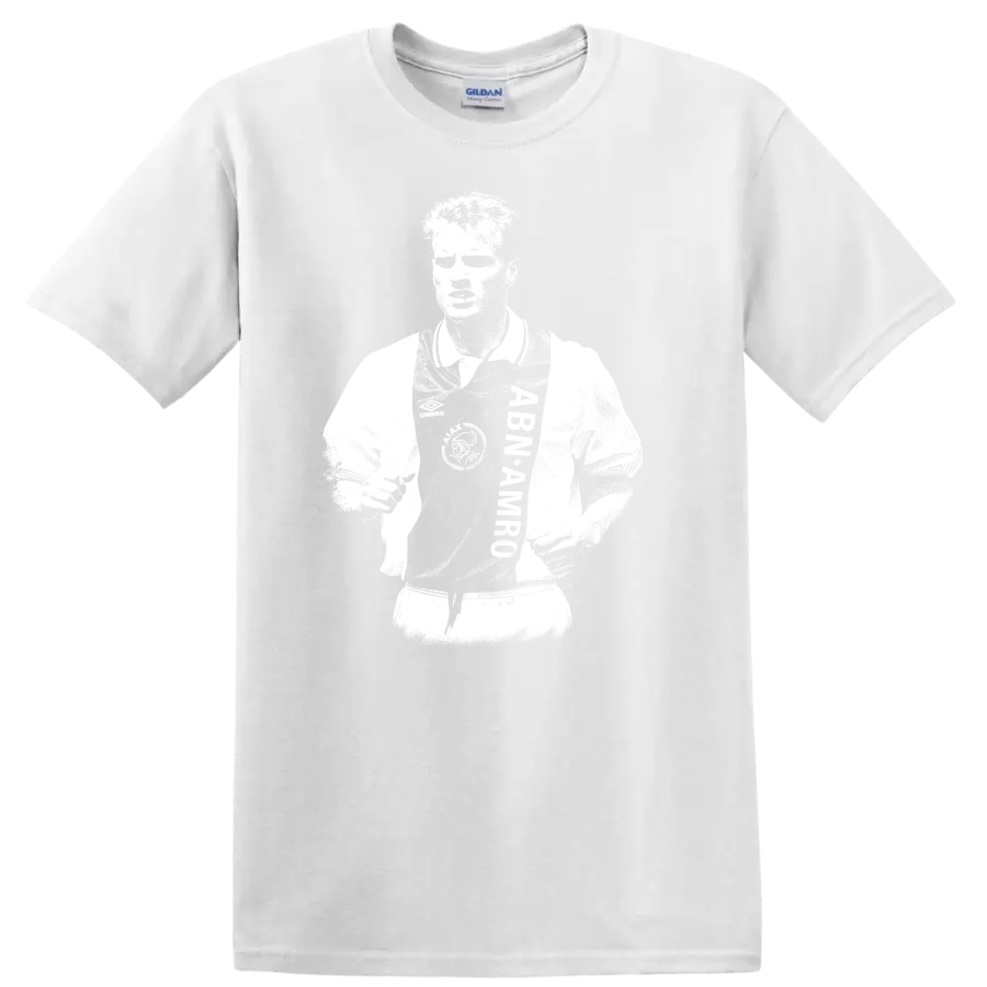 Retro black and white Dennis Bergkamp portrait T Shirt - White