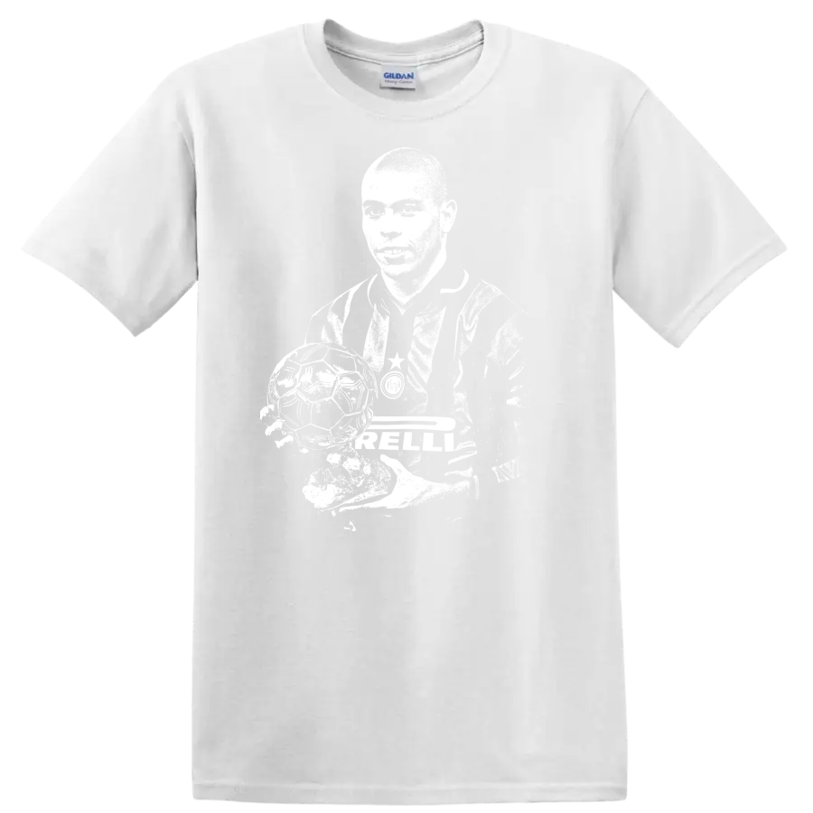 Retro soccer portrait graphic inspired by Ronaldo Nazário on a T - White