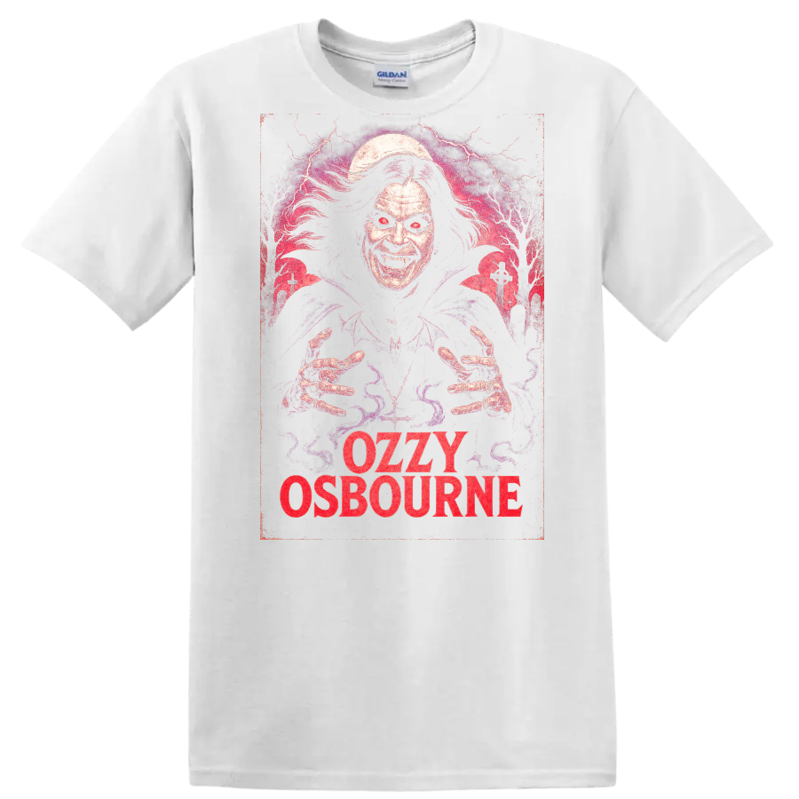 Ozzy Osbourne Retro Heavy Metal Horror Art T Shirt - White