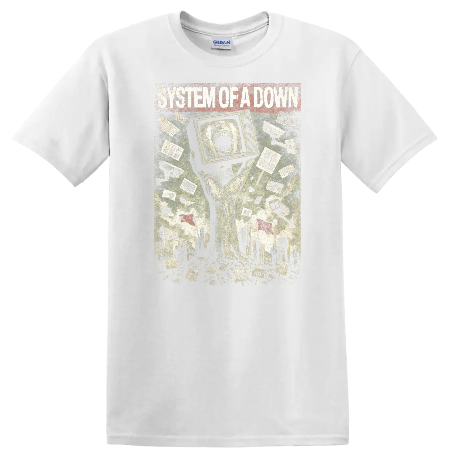 System of a Down Retro Heavy Metal Album Cover T Shirt - White