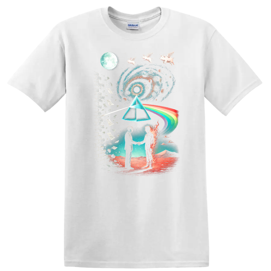 Retro Rock Cosmic Prism Heavy Metal Album Cover T Shirt - White