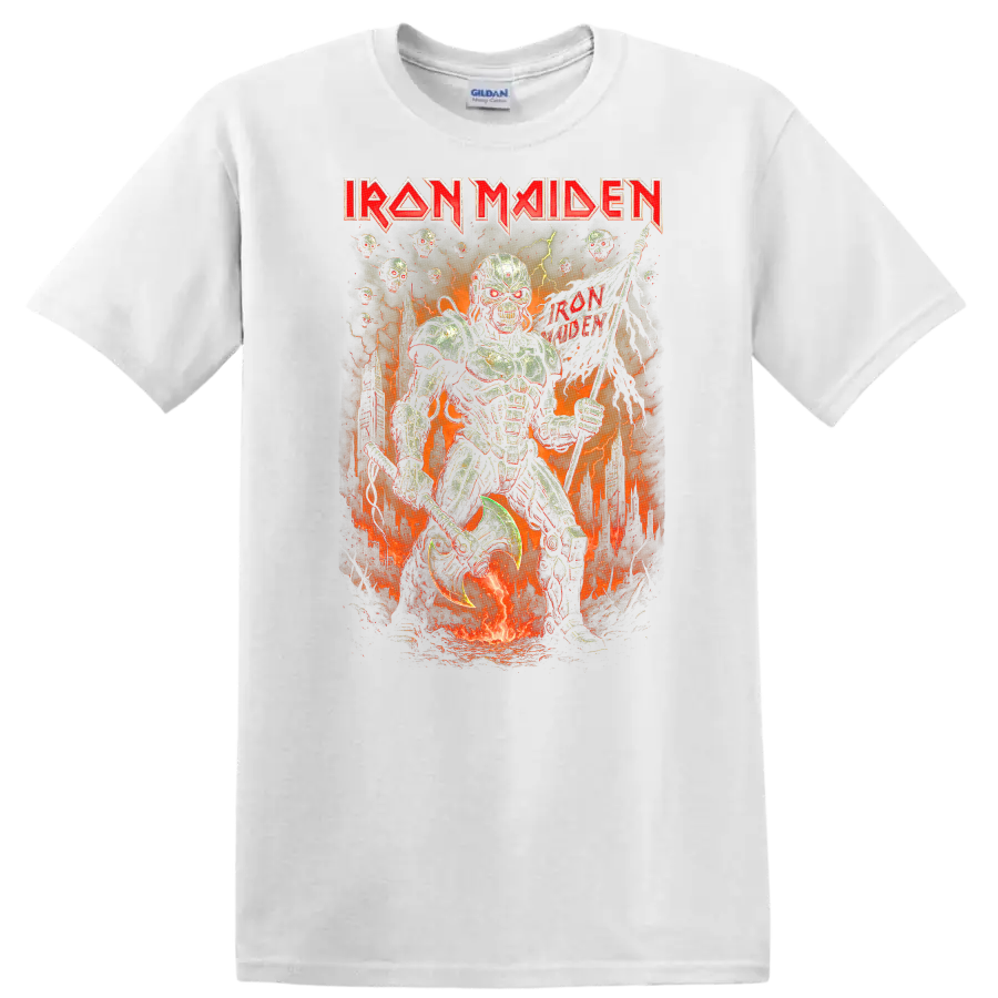 Iron Maiden Retro Heavy Metal Album Cover Style T Shirt - White